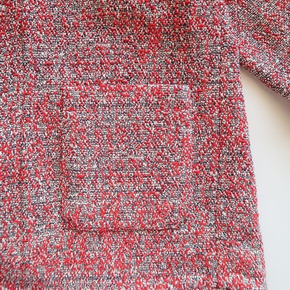 Ben Simon Red Tweed Open Front Long Blazer Jacket Size Small S - Picture 6 of 9